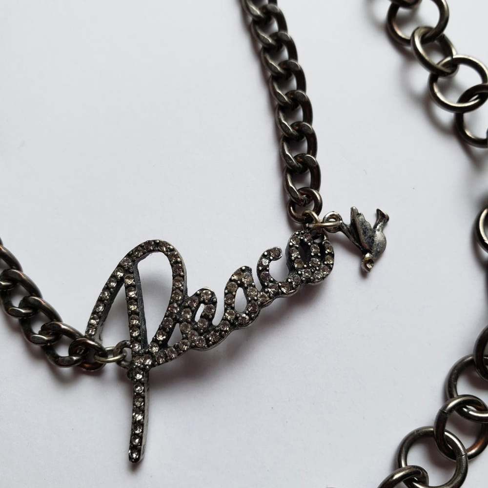 PEACE Gunmetal Double Chain Statement Necklace